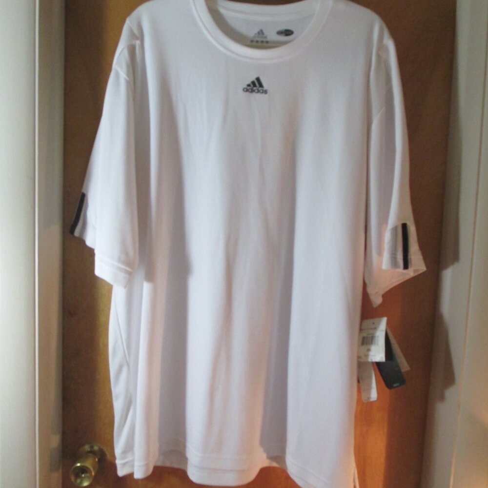 NEW adidas Mens 2XL Clima Cool Top White Gray G Logo